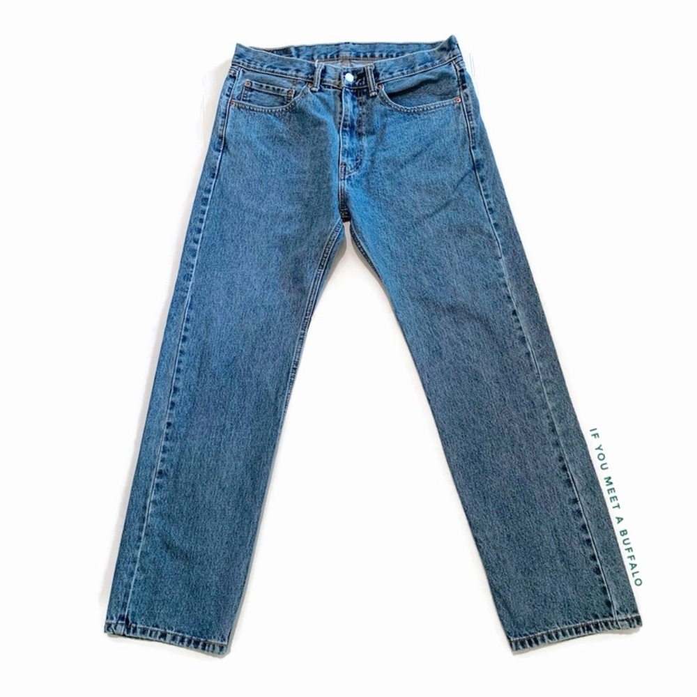 Levi’s 505 Men’s 34x32 Regular Fit Straight Leg Light Wash Distressed Jeans